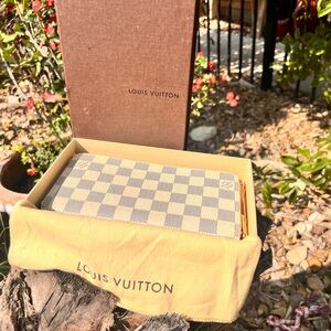 LOUIS VUITTON Azure Damier Zippy Wallet Long Purse N60012 LV